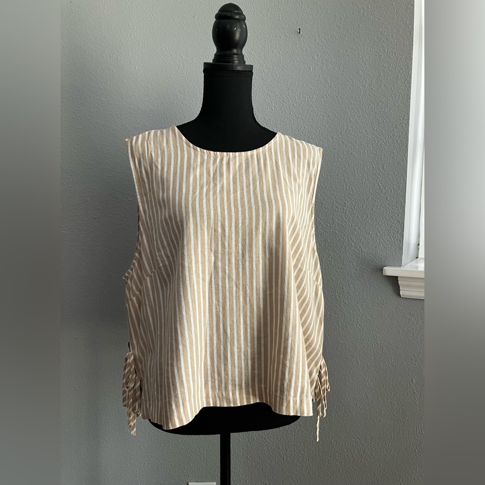 Marc New York Beige Striped Tank Top